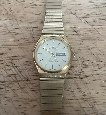Vintage Waltham Mens Goldtone Quartz Watch .. New Battery! • $25