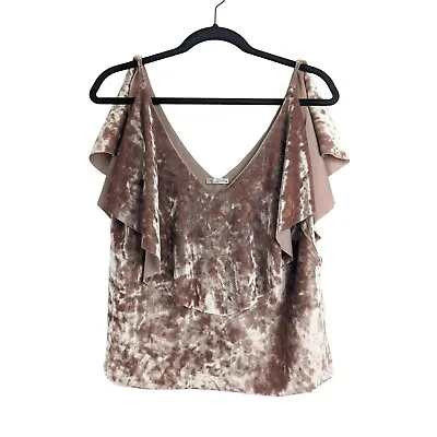 $19.95 • Buy Zara Velvet Flounce Neck V-Neck Cropped Blouse Sleeveless Womens Size L