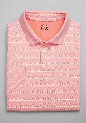 Jos. A. Bank Herringbone Jacquard Polo Shirt Large Tall NWT Coral Tailored Fit • $21.49
