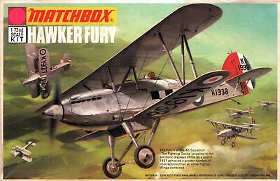 Matchbox 1/72-scale Hawker Fury Inter-war Raf Biplane Fighter Kit# Pk-1 (1972) • $23.96