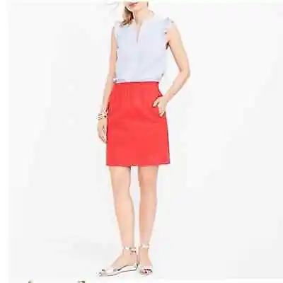 J. Crew Linen Blend City Mini Sidewalk Skirt Elastic Waist Coral Size 0 • $14