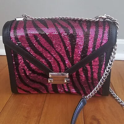 Michael Kors Whitney Pink And Black Sequin Zebra Stripes  • $95