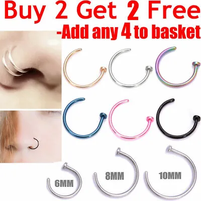 £1.89 • Buy Nose Ring Fake Nose Rings Lip Rings Small Thin Body Piercing Surgical Steel Hoop