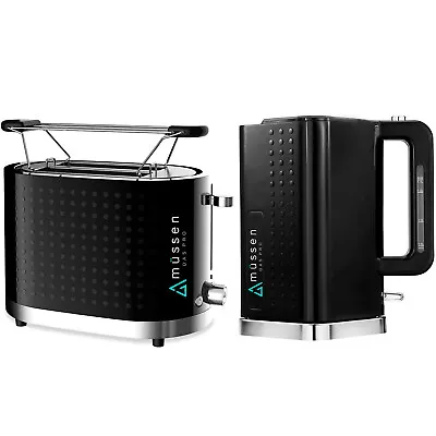 Mussen Toaster 2 Slice & Cordless 1.7L Kettle Jug Black Silver Kit Electric Set • $80