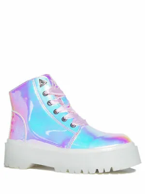 YRU Youth Rise Up Slayr Atlantis Women's Shoes Punk Colorful Prisms High-Tops • $233.44