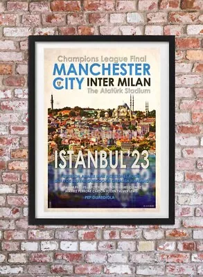 MANCHESTER CITY Vintage Style Istanbul 2023 A4 Illustrated Art Poster Print • $14.92