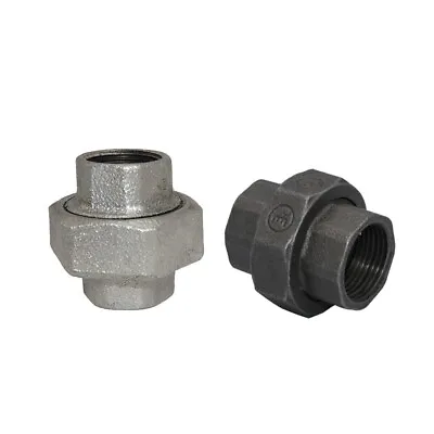 UNION FxF Black & Galvanized Malleable Cast Iron Pipe Fitting BSP 1/2  3/4  1  • £5.80