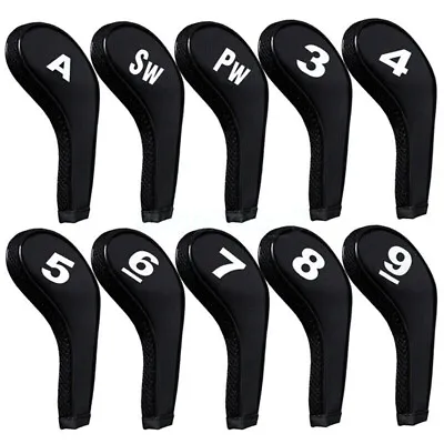 $29.61 • Buy Set Of 10 Neoprene  Golf Club Iron Head Covers 3 Colours Long Neck With Zip New