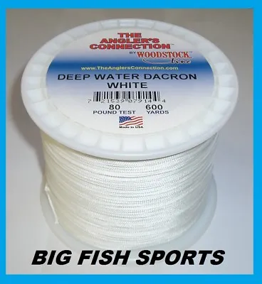 WOODSTOCK BRAIDED DACRON Fishing Line Deep Water White 80lb-600yd FREE USA SHIP! • $45.99