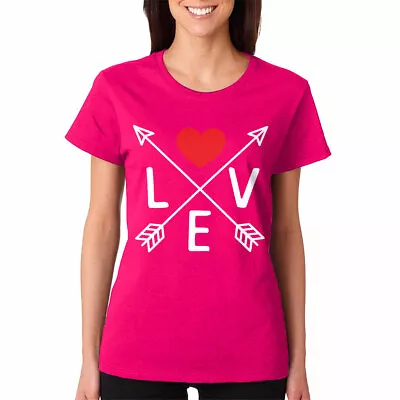 $9.95 • Buy Love Crossed Arrows Valentines Day Romance Holiday Women's T-Shirt