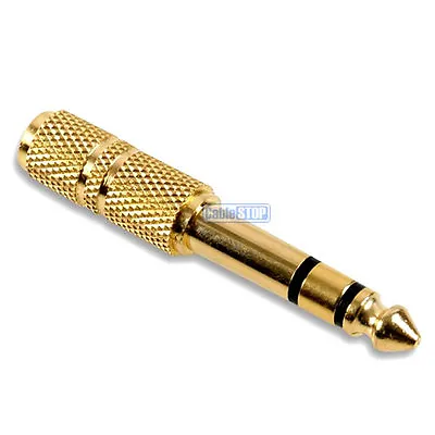 £2.45 • Buy Mini 3.5mm To 6.35mm 1/4  Gold Stereo Jack Headphone Adapter - FREE UK POSTAGE
