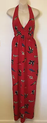 Size 12   Full Length Bold Print Halterneck  Party Dress • £10.50