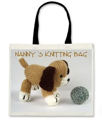 Personalised Knitting Bag With Black Handles - Ideal GIFT For Mother's Day Xmas • £11.99