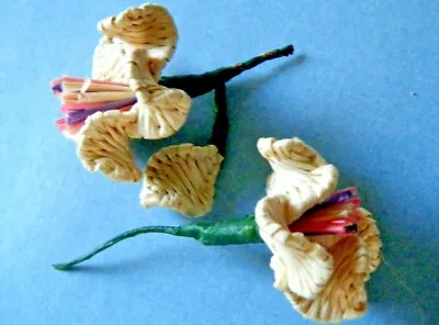 Vtg 2 Woven Natural Straw Flowers Doll Hats Millinery Hat Crafts Beige • $9.99