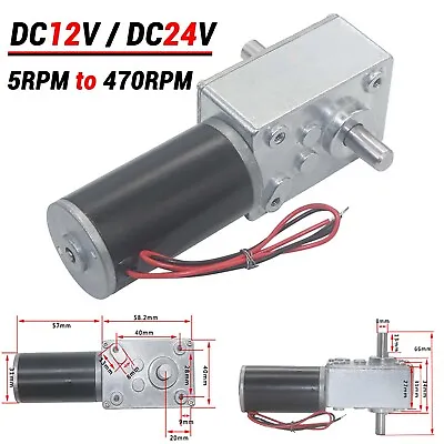 Double Shaft Worm Gear Motor DC 12V 24V High Torque Speed Reduction Motor • $32.79