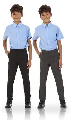 Boys Stain Resistant Adjustable Skinny Fit School Trousers- Regular & Slim Waist • £6.99