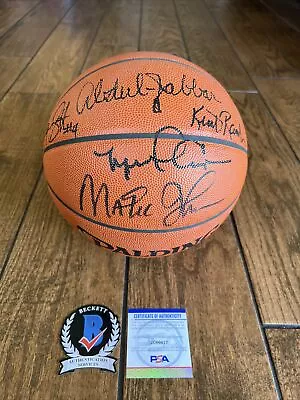 Lakers Kareem Abdul Jabbar Magic + 3 Signed Official Game Ball UDA Beckett PSA • $1869.99