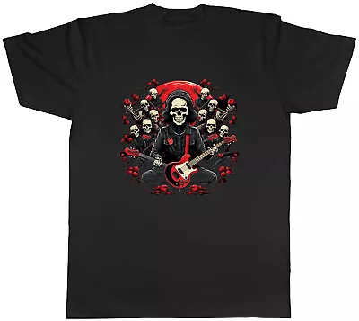 Skeleton Music Band Mens T-Shirt Rock N Roll Roses Guitar Tee Gift • £8.99