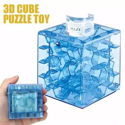 2X 3D Cube Puzzle Money Maze Bank Savings Coin Collection Box • $9.67