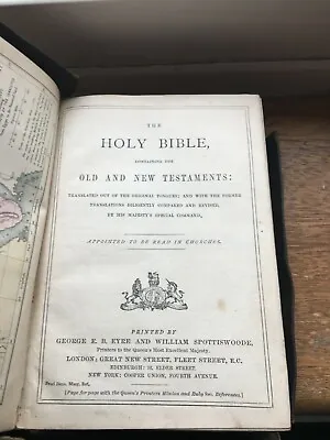 £19.99 • Buy 1884 Antique Leather Bound Bible By G.E.B.Eyre & William Spottiswoode 