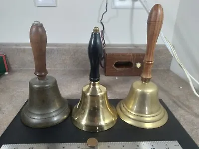 H: Set Of 3 Antique Bronze Hand Bells For Church School Or Choir • $60