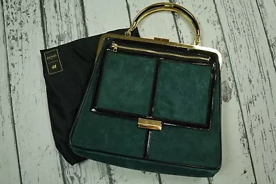 Balmain X H&M Handbag Green Suede Black Leather Gold Hardware Frame Bag (3) • £176.70