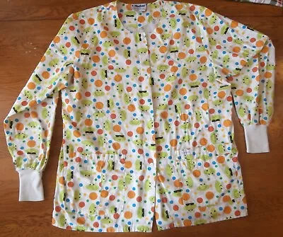 Nursing Women's Scrub Jacket Snap Closure Long Sleeve LANDAU Size L • $6.95