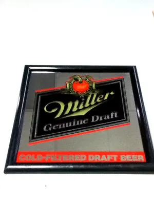 Miller Beer Sign Mirror Vintage Genuine Draft Framed Glass Reverse Style Old Kd4 • $46.99