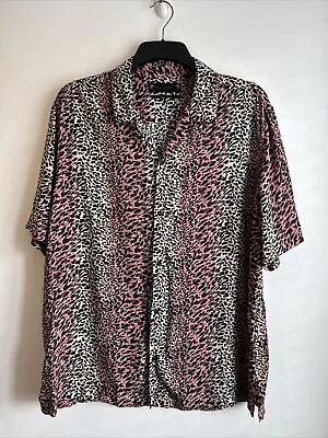 AllSaints Mens Unisex CRYPTO Patten S/S Shirt Animal Print Size L Viscose VGC • £34.99