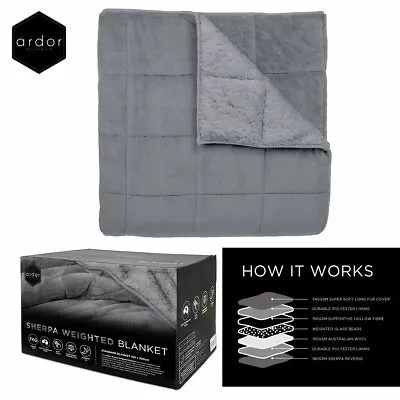 Silver 7kg Sherpa Weighted Blanket 150 X 203 Cm By Ardor • $164.95