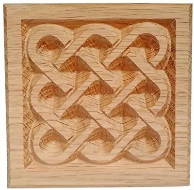 *SET Of 4* Basketweave- Carved Rosette Block4.5  X 3/4  Oak Pine MDF • $21.99