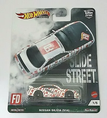 Hot Wheels Premium 2021 Car Culture SLIDE STREET NISSAN SILVIA S14  #1/5 (White) • $10.99