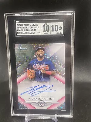 2023 Bowman Sterling Michael Harris II Speckle Refractor Rookie Auto /99 SGC 10 • $250