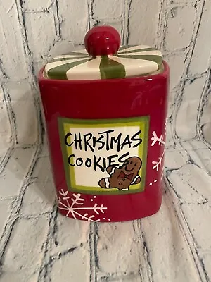 Vintage Christmas Cookie Jar Canister T Cabells Too Magnolia Lane • $29.99