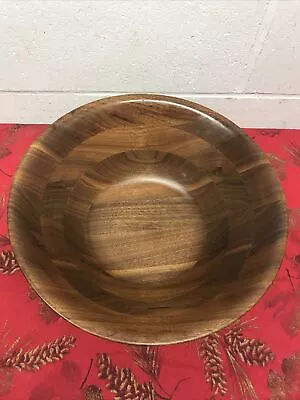 Vtg Burl Walnut Dark Serving Salad Bowl Billings Missouri 8 2 Mid Century Modern • $14.99