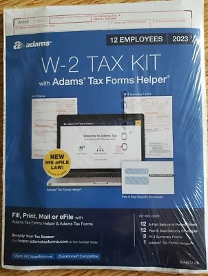 2023 Adams IRS TAX W2 Forms 6-Part + W3 Summary Forms For 12 Employees • $14.50