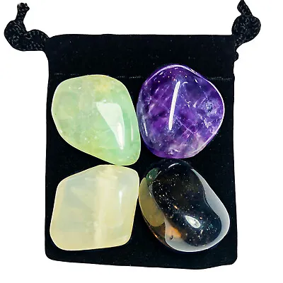 BAD DREAMS & NIGHTMARES  Tumbled Crystal Healing Set = 4 Stones + Pouch + Card • $10.99
