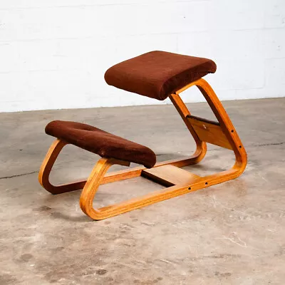 Mid Century Modern Kneeling Chair Peter Opsvik Stokke Bentwood 80s Brown Vintage • $298.98