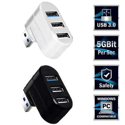 $5.63 • Buy Rotatable Data Transfer Splitter Box Adapter 3 Ports USB 3.0 Hub For PC Laptop