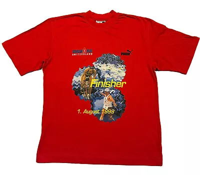 Vintage 1999 Y2k Puma Ironman Switzerland Marathon T Shirt Large Red • $19.99