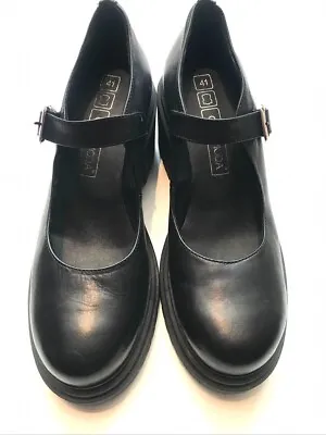 £25 • Buy  Ladies Black Chunky Modern 60's Style Block Heel Shoes Size 41 Brand CAFE MODA