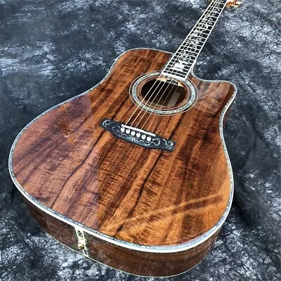 All Koa Wood 41  D Type Cutaway Acoustic Guitar Abalone Tree Of Life Ebony • $448