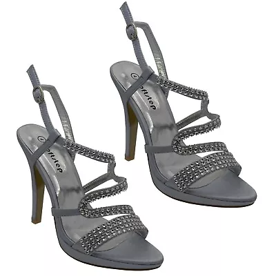 Women's Wedding Evening Ladies Prom High Heel Platform Bridal Sandals Uk Size S6 • £12.99