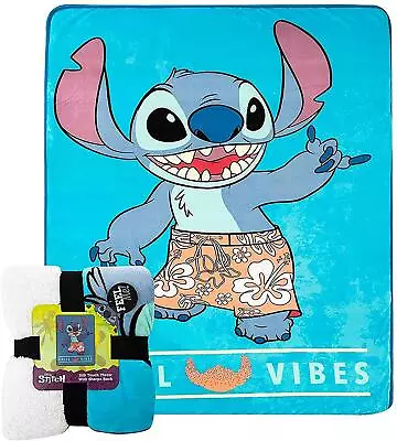 Disney Lilo & Stitch Chill Out 60 X 80 Inch Silk Touch Sherpa Throw Blanket • $50.99