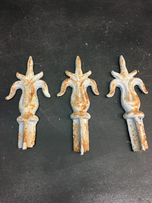 $40.50 • Buy Vintage 3pc  Cast Iron Finial Fleur De Lis Fence Top Architectural Salvage