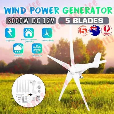 3000W Watt Wind Turbine Generator Environmental New Energy Power DC 12V 5 Blades • $375.57