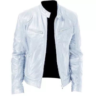 Jack Men's Leather Jacket PU Slim Fit Jacket Synthetic Leather Biker S-5XL US* • $41.07