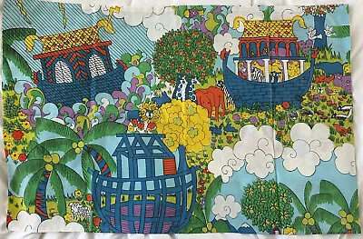 Vtg 70s Noah’s Ark Colorful Pillowcase (1) USA • $30