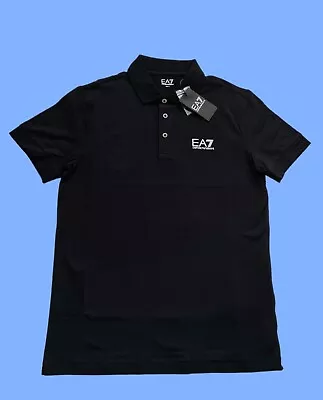 Emporio Armani EA7 Mens Black Core Stretch Polo Shirt Size UK S 36- 37  Chest • £76.73