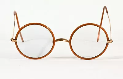 VTG Bifocal Granny Glasses Windsor Lennon Tortoise Shell Gold Round Case • $14.95